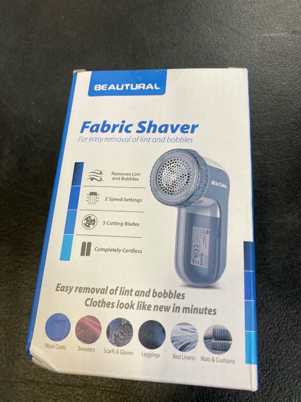 Photo 1 of BEAUTURAL Fabric Shaver and Lint Remover, Sweater Defuzzer with 2-Speeds, 2 Replaceable Stainless Steel Blades, Battery Operated, Remove Clothes Fuzz, Lint Balls, Pills, Bobbles Gray