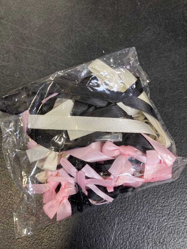 Photo 1 of Mini Hair Bows for Women Girls Cute Hair Clips Small Alligator Long Tail Hair Ribbon Accessories -3 Styles -36P - Black White Pink