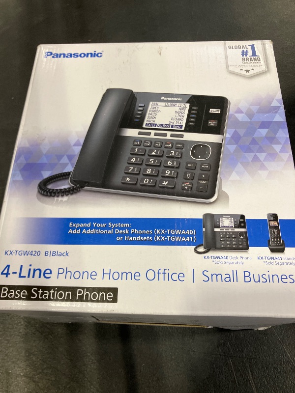 Photo 1 of Panasonic Office Phone System, Corded Base Station with 4 Lines, Corded Phone, Expandable to 10 Compatible Panasonic Handsets Wirelessly - KX-TGW420B (Black)