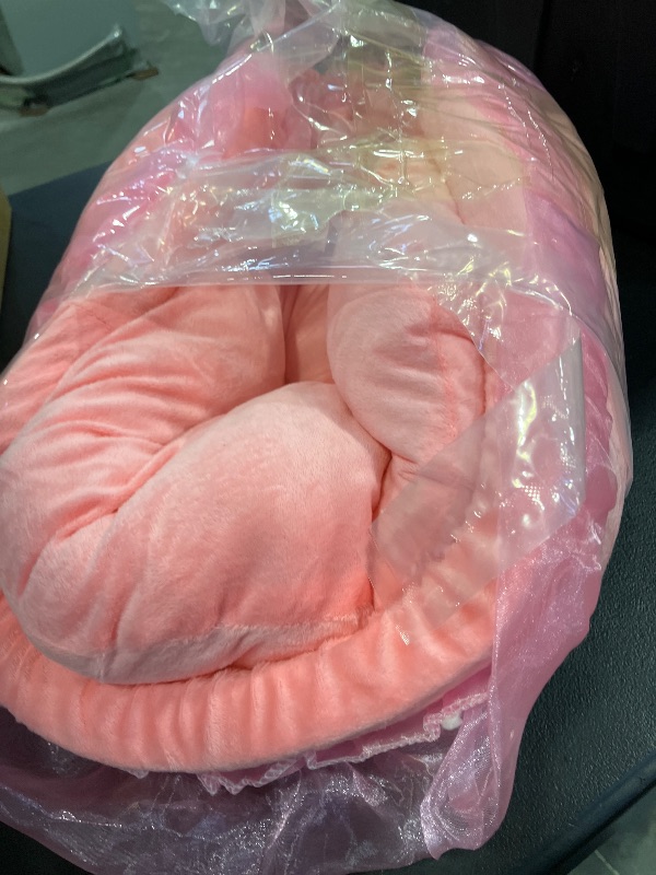 Photo 1 of Pink Dog Bed Washable Princess Cat Couch Soft Plush Pet Sofa Nest Mat Snuggle Kitten Puppy Cave Beds Cute Cozy Kitten Doggy Kennel Cushion Small Medium Dogs Cats Sleeping Pad (L, Pink)