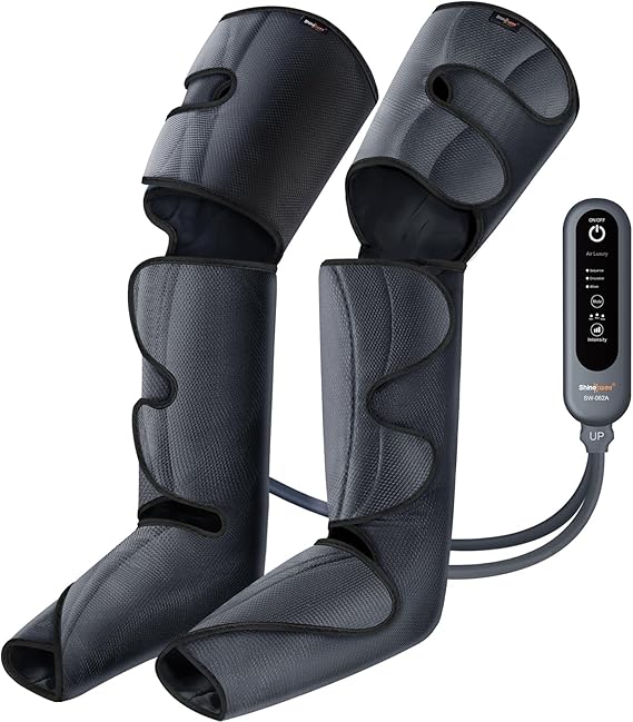 Photo 1 of Leg Compression Massager, Leg Massager for Circulation and Pain Relief, Air Compression Leg Massager with 3 Modes 3 Intensities 2 Extenders and Adjustable Wraps
