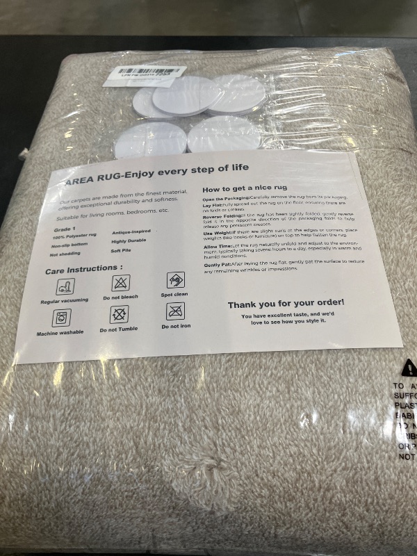 Photo 1 of FinRe?c 6x9 Washable Area Rugs for Bedroom Living Room, Low Pile Thin Rug Solid Color, Non-Slip Carpet Indoor for Home Decor (Greige/White)