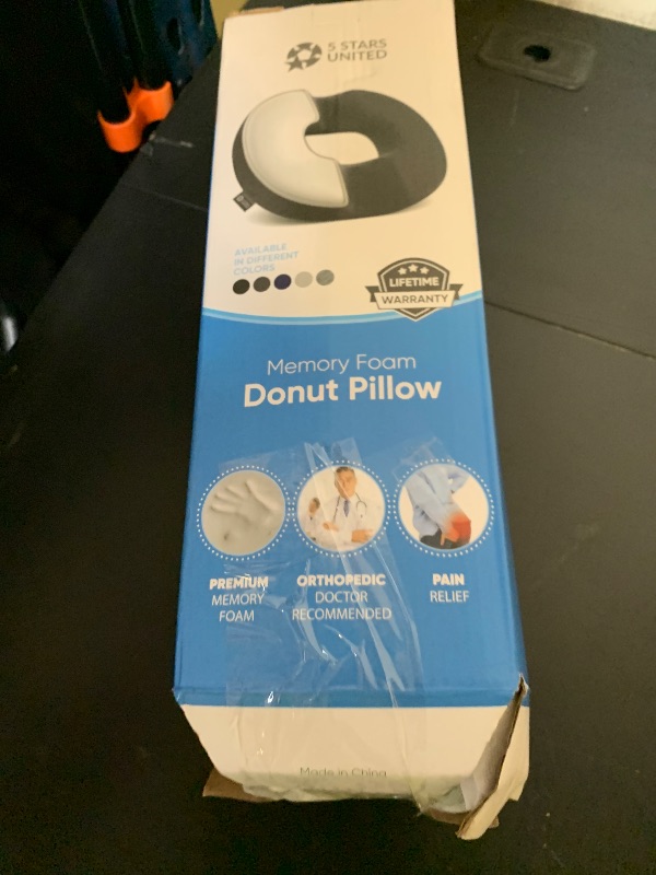 View 2 of 5 STARS UNITED Donut Pillow Hemorrhoid Tailbone Cushion – Large Floor Cushion for Pain Relief – Coccyx, Prostate, Sciatica, Pelvic Floor, Pressure Sores, Pregnancy, Postpartum Recovery, Black