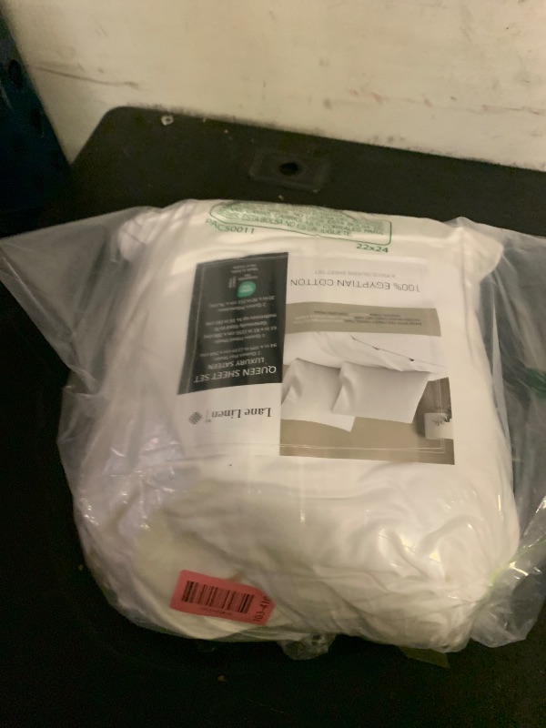Photo 1 of 100% Egyptian Cotton Sheets Queen Size - Naturally Cooling & Breathable 4 Piece Silky Sateen Weave Queen Sheet Set, Ultra-Soft & Durable Hotel Luxury Sheets with 15" Snug Fit Deep Pockets - White