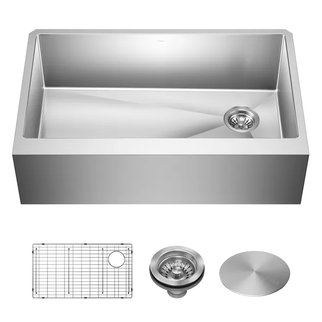 Photo 1 of Kraus 33 inch farmhouse apron single bowl stainless steel kitchen sink 