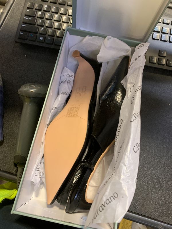 View 3 of C.Paravano Slingback Kitten Heels for Women | Slingback Pumps | Pointed Toe Slingback Heels | Sandals(Size 9.5,Black Heels)