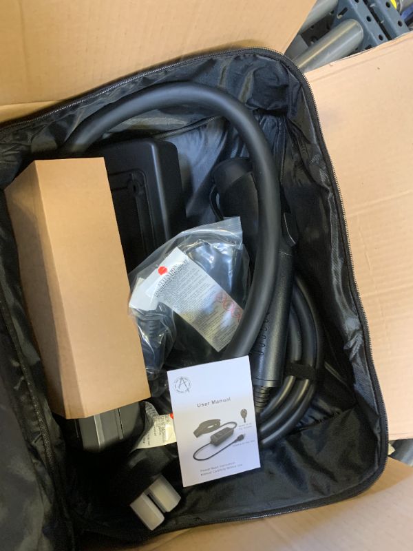 Photo 1 of Level 2 EV Charger, 25ft,110V-240V, Portable Charger for Home/Outdoor,NEMA14-50 Plug and NEMA 5-15 Adapter Compatible with All J1772 Electric Cars/PHEV (Tesla Need Adapter) (32, Amps)