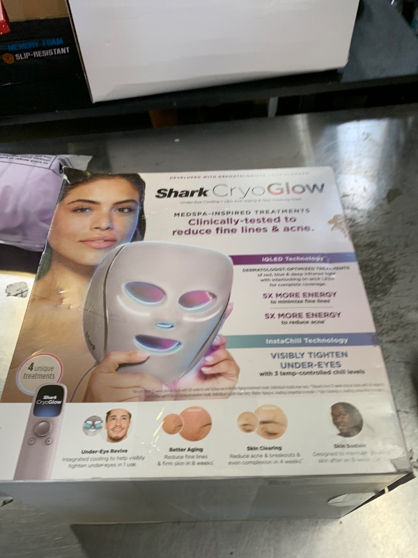 Photo 1 of Shark CryoGlow LED Face Mask with Under-Eye Cooling, Anti-Ageing & Blemish Repair, Red & Blue LED, Infrared Light Therapy, USB-C, Remote Control, Storage Bag, Adjustable Straps, Rose Glow, FW312PK