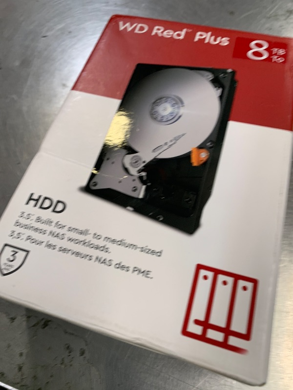 Photo 1 of Western Digital 8TB WD Red Plus NAS Internal Hard Drive HDD - 5640 RPM, SATA 6 Gb/s, CMR, 256 MB Cache, 3.5" - WD80EFPX
