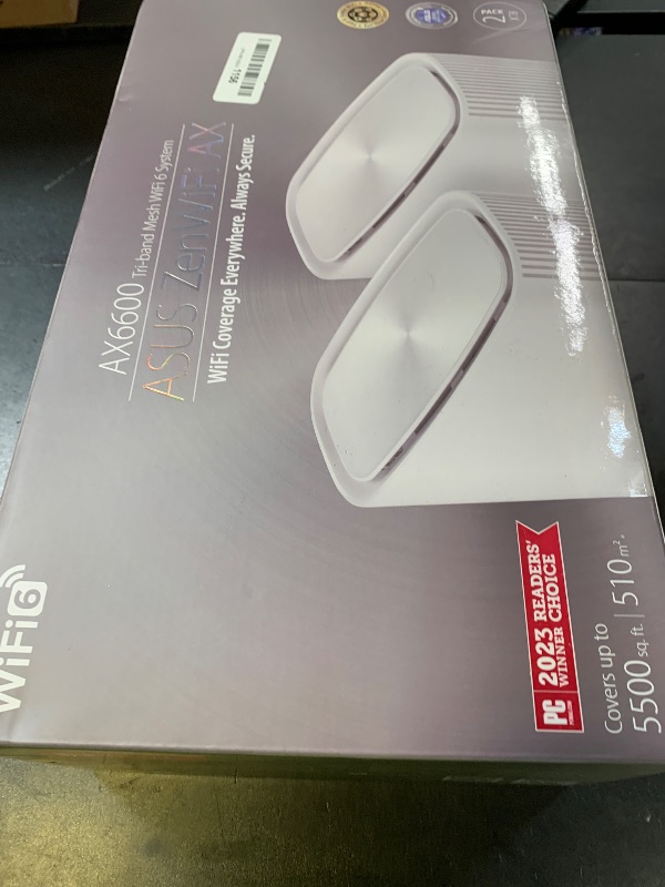 Photo 1 of ASUS ZenWiFi AX6600 Tri-Band Mesh WiFi 6 System (XT8 2PK) - Whole Home Coverage up to 5500 sq.ft & 6+ Rooms, AiMesh, Included Lifetime Internet Security, Easy Setup, 3 SSID, Parental Control, White