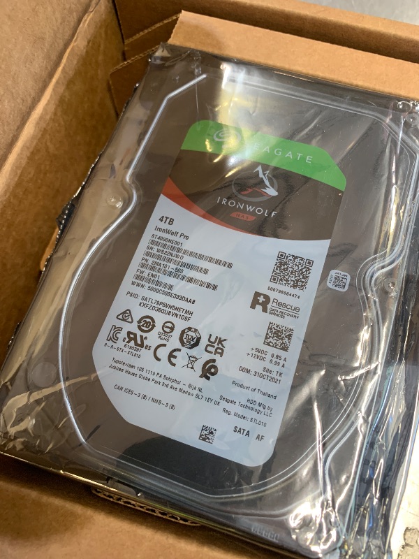 Photo 1 of Seagate IronWolf Pro 4TB NAS Internal Hard Drive HDD – 3.5 Inch SATA 6Gb/s 7200 RPM 128MB Cache for RAID Network Attached Storage, Data Recovery Service – Frustration Free Packaging (ST4000NEZ01)