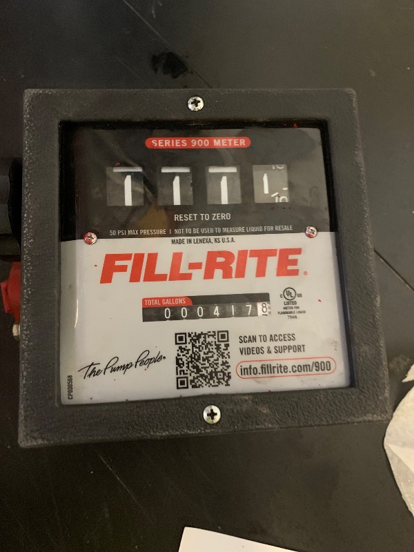 Photo 1 of Fill-Rite 901C 1" 6-40 GPM 4-Digit Mechanical Fuel Transfer Meter in Gallons - Extreme Accuracy Meter for Fleet Fuel Management - Versatile Fluid Compatibility