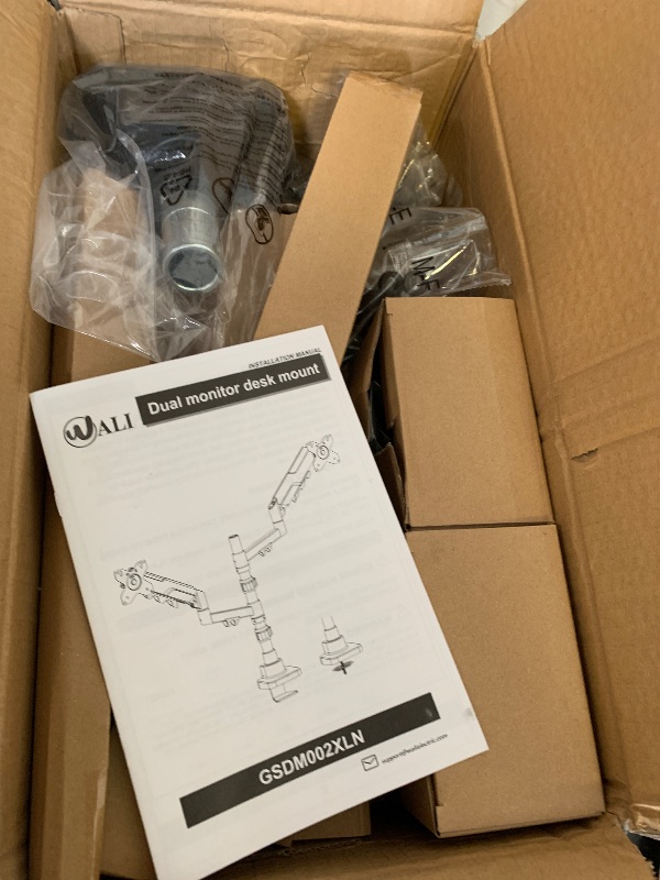 Photo 1 of WALI Vertical Dual Monitor Mount for 17-49 inch Ultrawides Curved Screens, Heavy Duty Stacked Dual Monitor Stand for Desk, Adjustable Ultrawide Monitor Arm up to 33lbs, VESA Mount 75/100mm, Black