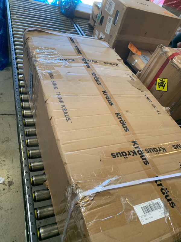 Photo 1 of major dent -----missing parts------------------KRAUS Kore Workstation 45-inch Undermount 16 Gauge Stainless Steel Kitchen Sink, Single Bowl Kitchen Sink with Accessories, KWU120-45