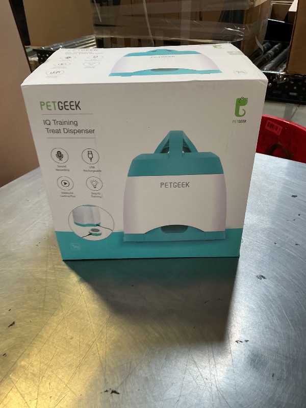 Photo 1 of PETGEEK Automatic Dog Feeder/Treat Dispenser with Rechargeable Button Remote Control, Interactive Dog Food Puzzle & Stimulation Toys, 400ml Capacity Pet Dispensing Toy for Indoor/Outdoor Play