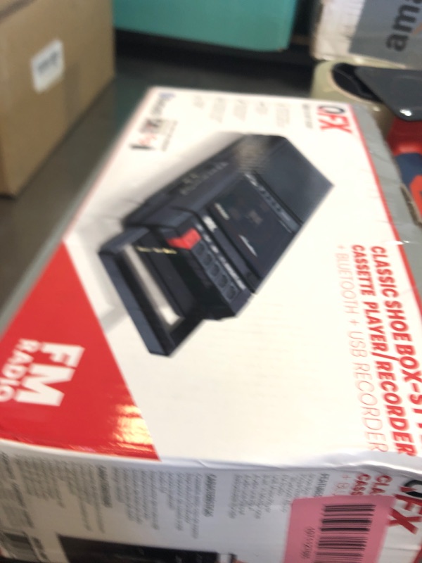 Photo 1 of QFX RETRO-39 Portable Shoebox Cassette Tape Recorder – USB to Cassette Recording, Built-in Microphone, 3.5" Bluetooth Speaker, FM Radio, MP3 Playback, Line-in/Out, AC/Battery Powered