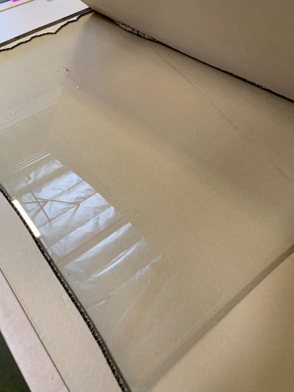 Photo 1 of GLSLAND Irregular Tempered Glass Floor Mat - 45" x 53" Office Chair Mat for Carpet Clear Duty Hard Rolling Glass Mat 1/5" Thick for Hardwood Floor/Carpeted Floors, Clear