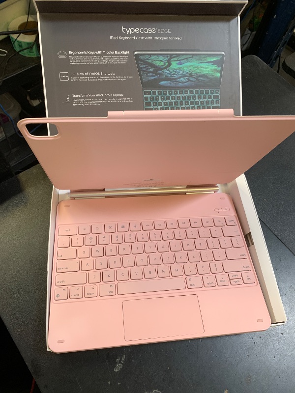 Photo 1 of typecase Edge Keyboard Case for iPad Air 13"(M4/M3/M2, 2026/2025/2024) & iPad Pro 12.9"(6th/5th/4th/3rd Gen), Magic Keyboard with 11-Color Backlight, Multi-Touch Trackpad, Pencil Holder, Light Pink