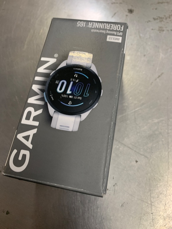 Photo 1 of Garmin Forerunner 165, Running Smartwatch, Colorful AMOLED Display, Training Metrics and Recovery Insights, Whitestone