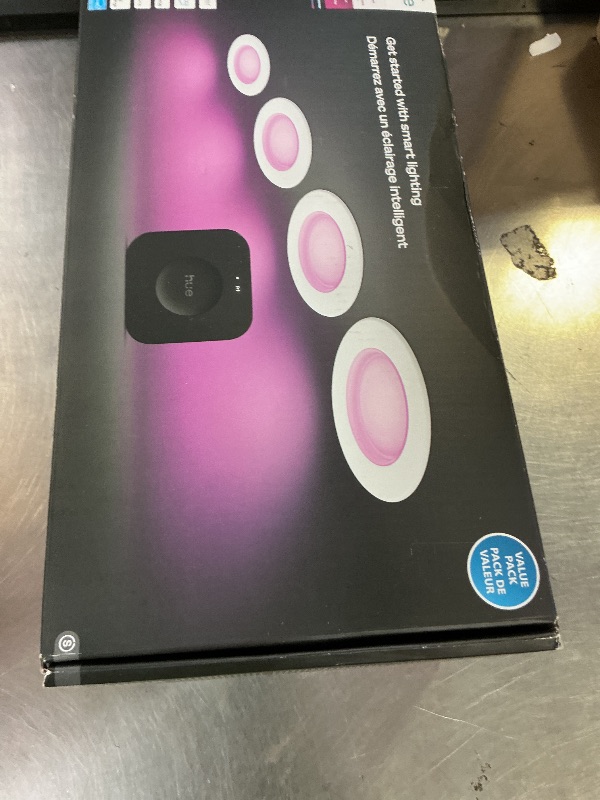 Photo 1 of Philips Hue Starter Kit: Bridge Pro & 4 Retrofit Recessed Downlights 5/6-inch, White & Color Ambiance, Dimmable, Smart Light Hub,Works with Voice