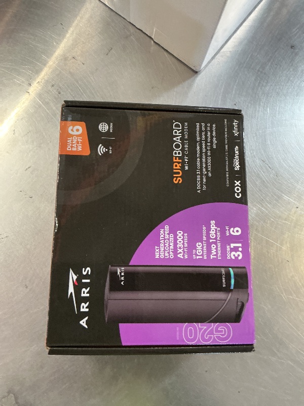 Photo 1 of Arris (G20) - Cable Modem Router Combo - Fast DOCSIS 3.1 Multi-Gigabit WiFi 6 (AX3000), Approved for Comcast Xfinity, Cox, Spectrum & More, 1.0 Gbps Max Speeds, Next-Generation Upload Optimized