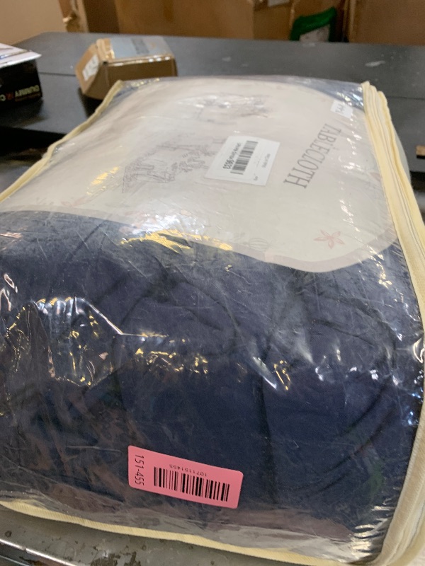Photo 1 of 8 Pack Navy Blue Table Cloth for 5FT Round Tables, Fitted Spandex 120 inch Round Tablecloth, Wrinkle Free Table Skirt for Receptions Birthday Photography Social Events Engagement Party Decorations