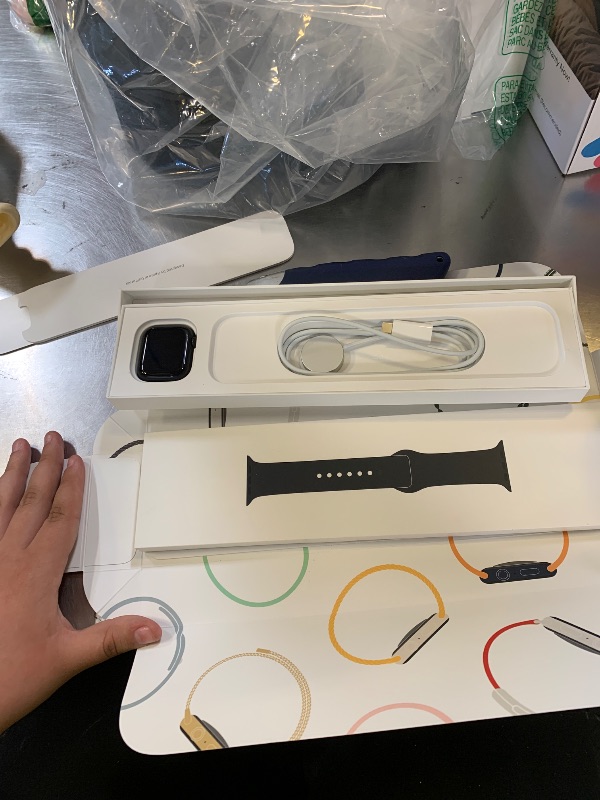 Photo 1 of Apple Watch Series 8 [GPS 41mm] Smart Watch w/Midnight Aluminum Case with Midnight Sport Band - S/M. Fitness Tracker, Blood Oxygen & ECG Apps, Always-On Retina Display, Water Resistant