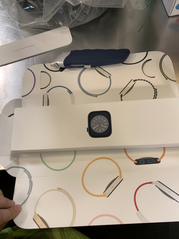 Photo 1 of Apple Watch Series 8 [GPS 41mm] Smart Watch w/Midnight Aluminum Case with Midnight Sport Band - S/M. Fitness Tracker, Blood Oxygen & ECG Apps, Always-On Retina Display, Water Resistant