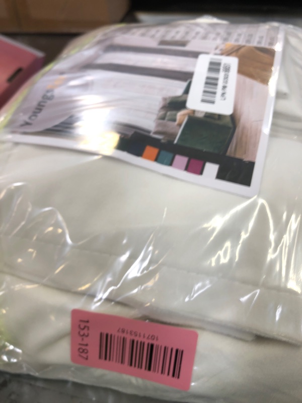 Photo 1 of YoungsTex Velvet Curtains 90 Inches Long 2 Panels for Living Room, Ivory White Drapes with Grommet Room Darkeing Privacy Floor Length for Dining Bedroom, 2 Panels, 52 X 90 Inch