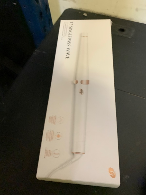 Photo 1 of T3 SinglePass Wave Professional Curling Wand Custom Blend Ceramic Long Barrel Curling and Wave Iron with Adjustable Heat Settings for Shiny Smooth Curls and Waves
