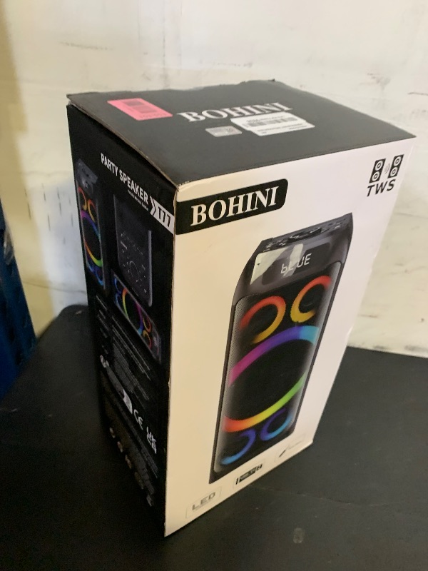 View 2 of BOHINI Bluetooth Speaker, 160W Peak Powerful Loud Stereo Sound Deep Bass Wireless Boombox Portable Large Party Speakers with Subwoofer TWS Pairing Dynamic LED Light for Outdoor Camping Backyard Events