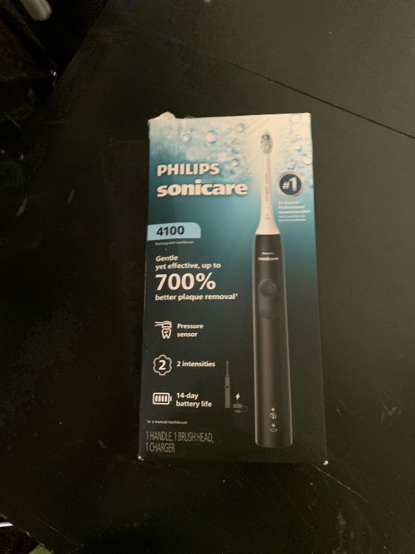 Photo 1 of Philips Sonicare 4100 Series Electric Toothbrush - Sonic Toothbrush with Advanced Sonic Technology, Pressure Sensor, Two Intensity Settings, Smartimer & Quadpacer, Black, Model HX3681/24