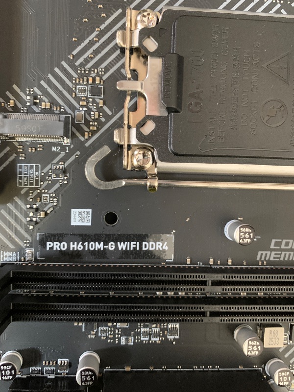 Photo 1 of MSI PRO H610M-G WiFi DDR4 ProSeries Motherboard (12th/13th/14th Gen Intel Core, LGA 1700 Socket, DDR4, PCIe 4, 2.5G LAN, SATA 6Gb/s, M.2 Slots, USB 3.2, Wi-Fi 5, Bluetooth 4.2, mATX)