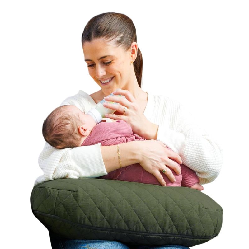 Photo 1 of Boppy Nursing Pillow - Ergonomic Bottle & Breastfeeding Pillow with High, Firm, Large Area, Water-Repellent Cushion with Washable Cover; Baby Safety Alliance Verified - Quilted Moss
