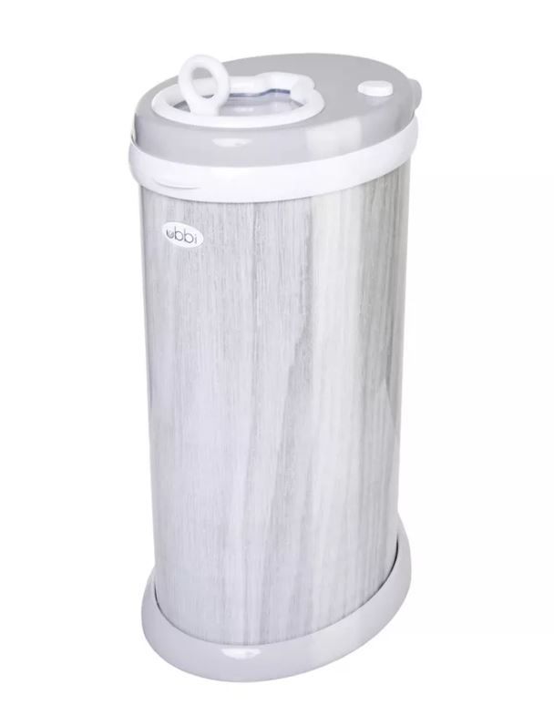 Photo 1 of Ubbi Stainless Steel Diaper Pail - Woodgrain Gray