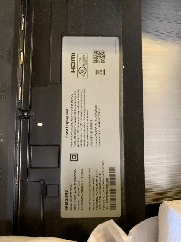Photo 1 of Samsung 43” Smart Monitor M7 (M70F) 4K UHD Display, Samsung Vision AI, Smart TV Apps, Gaming Hub, USB-C, HDMI and USB-A, Black, LS43FM702UNXZA, 2025