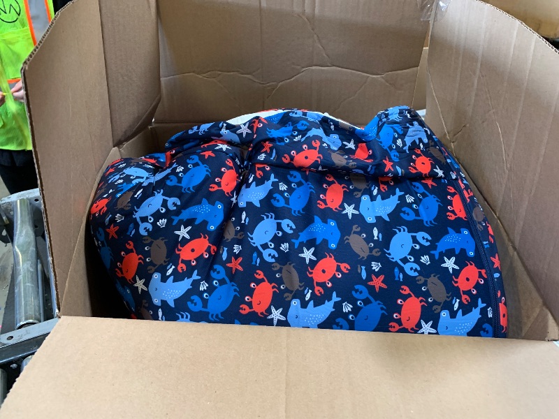 Photo 1 of Umoving 100% Cotton Lining Portable Foldable Toddler Travel Bed - Soft Foam Floor Bed with Washable Cover, Safe and Comfortable Toddler Crib, Ocean Blue