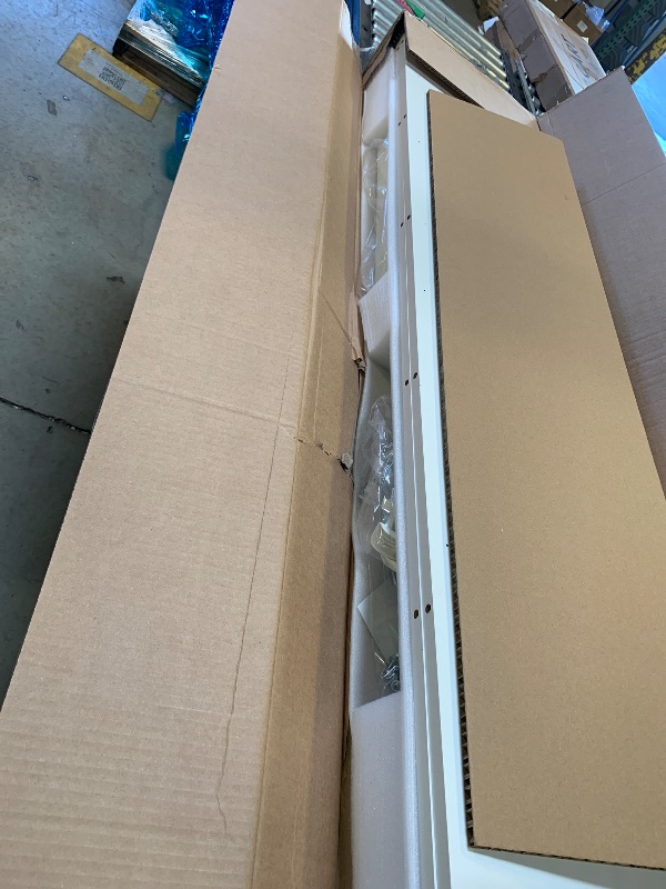 Photo 1 of Veken 63x27.6 Inch Large Electric Standing Desk, Heights Adjustable,Sit to Stand Up, Work Home Office Computer Table for Walking Pad, Gifts for Dad, Wooden Desktop Desks, White