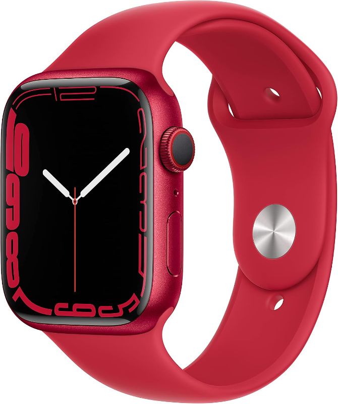 Photo 1 of Apple Watch Series 7 [GPS + Cellular 45mm] Smart watch w/ (PRODUCT)RED Aluminum Case with (PRODUCT)RED Sport Band. Fitness Tracker, Blood Oxygen & ECG Apps, Always-On Retina Display, Water Resistant
