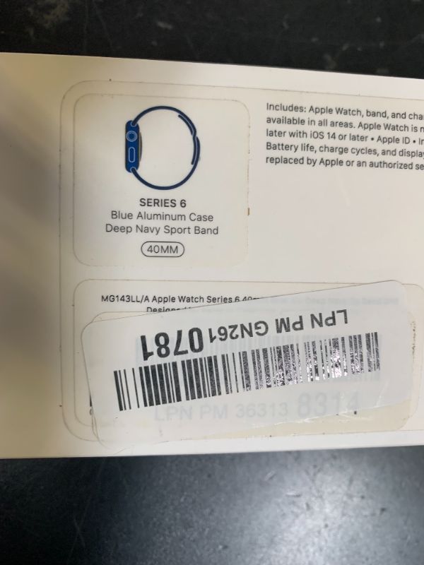 View 3 of NON-FUNCTIONAL, PARTS ONLY-----------------------------------------------------------------Apple Watch Series 6 (GPS, 40mm) - Blue Aluminum Case with Deep Navy Sport Band