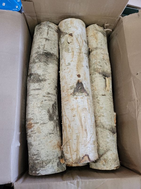 Photo 1 of 17 Inch Natural Birch Logs - Decorative Dried Birch Wood Logs for Fireplace, Wedding Centerpieces - Unfinished Wood DIY Crafts, & Home Décor - Birch Log Bundle for Indoor Display (6 PCS) (2.5"-4" DIA)