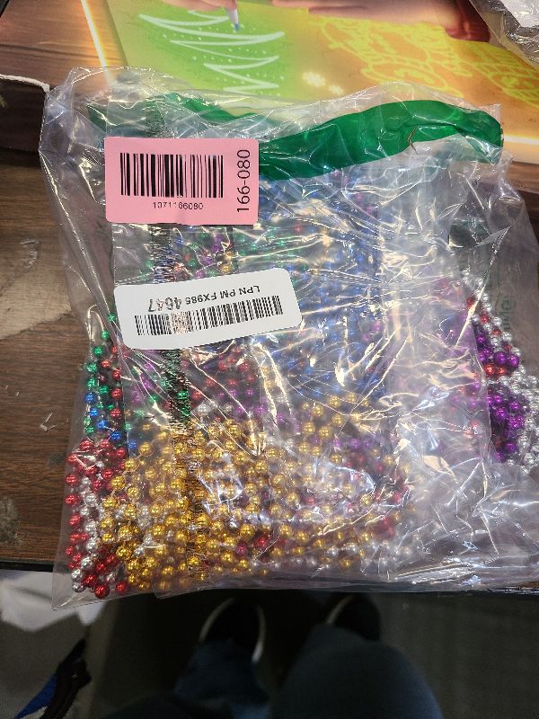 Photo 1 of 24 PCS Mardi Gras Beads Necklaces, 33 Inch 6 Colors Bead Necklaces Colorful Party Beads for Mardi Gras, St. Patrick's Day, Christmas, Carnival Party Favor