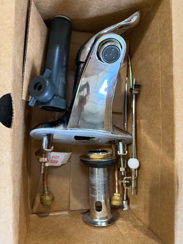 Photo 1 of Moen Chateau Chrome Single Handle Centerset Lavatory Bathroom Faucet With Drain Assembly, L64621**USED**