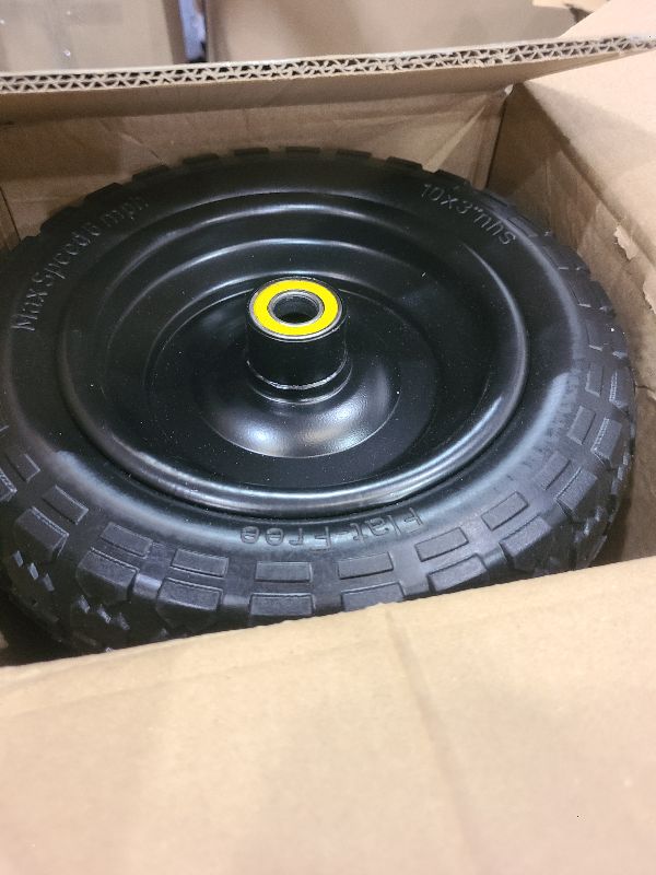 Photo 1 of 10 Inch Solid Rubber Tires, 4.10/3.50-4 Tire and Flat Free with 5/8" Bearings, 2.17" Offset Hub for GOR Garden Carts, Garden Wagon Carts, Trolleys, Hand Trucks and Utility Cart(4 Pack)