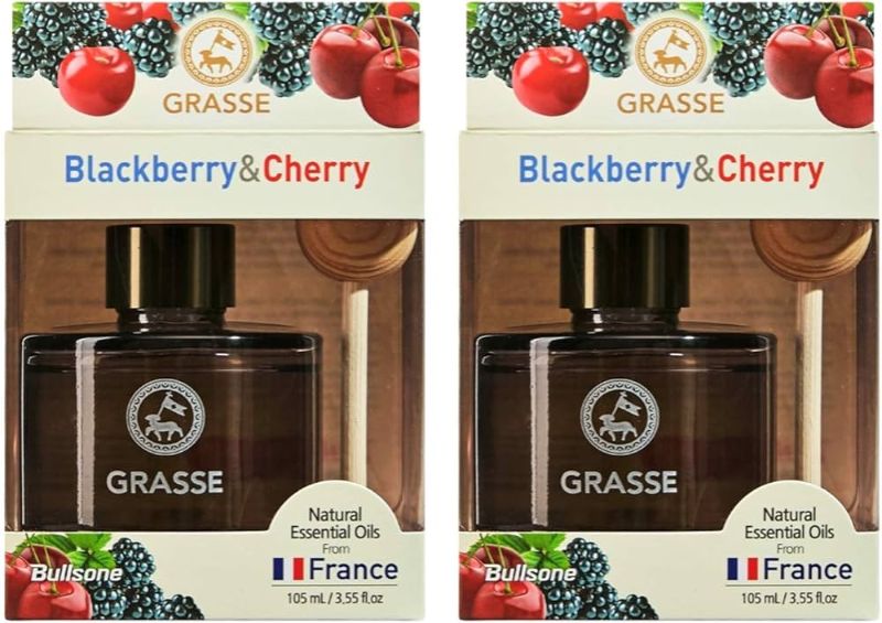 Photo 1 of 2 Pack Bullsone Grasse Diffuser, Natural Essential Oil Air Freshener for Car & Home, BlackBerry & Cherry Scent, 3.55oz