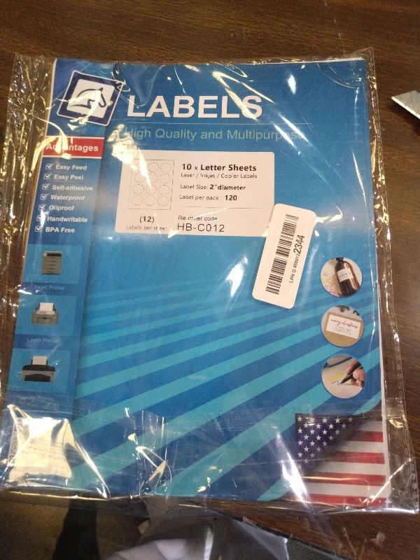 Photo 1 of 2" Circle Sticker Labels, Round Printable Sticker Labels to Write On, Sticker Paper for Inkjet Printer, (12 Labels/Sheet), 10 Sheets