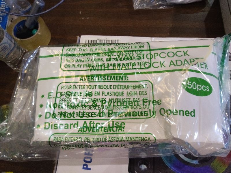 Photo 1 of TICOMI 3 Way Stopcocks (Pack of 50), Disposable Laboratory Valve with Luer Connections Male Lock, School Projects, DIY, Sterilized