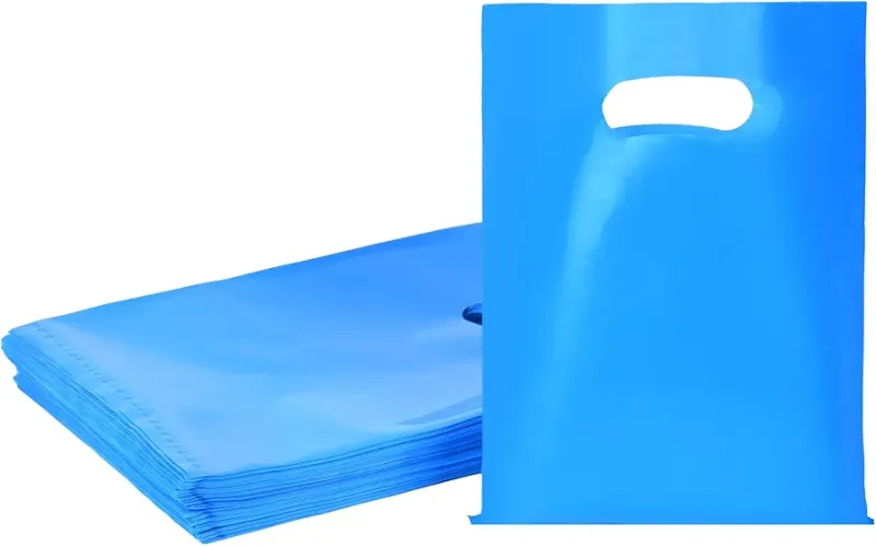 Photo 1 of 100 PCS Blue Small Gift Bags, 6"x8" Merchandise Bags for Small Businesses, Goodie Bags Party Favor Bags for Kids, Treat Bag Retail Bag with Handle for Kids Birthday, Christmas