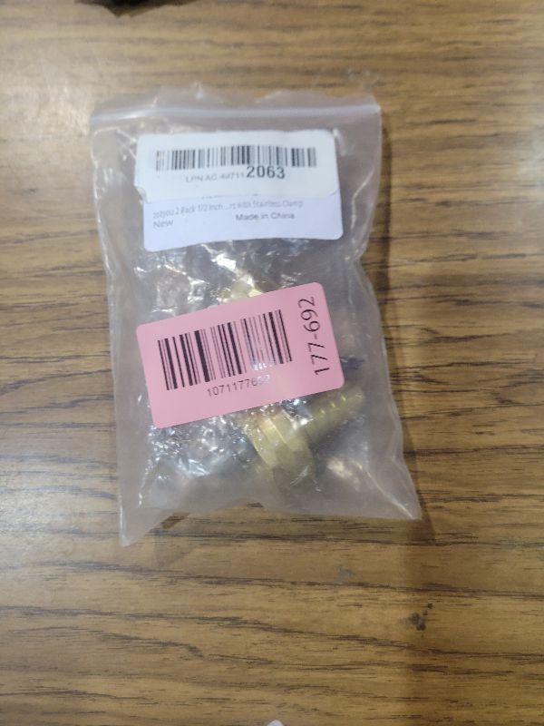 Photo 1 of 2 Pack 1/2 Inch Brass Female Thread Hose Repair Mender Hose Connectors with Stainless Clamp