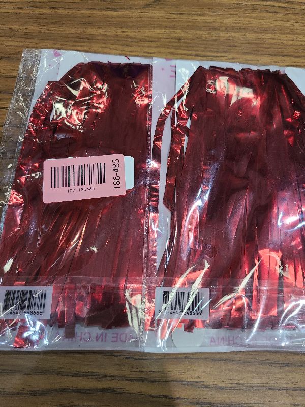 Photo 1 of 2 Pack Foil Curtain Backdrop Red Metallic Tinsel Foil Fringe Curtains Photo Booth Props for Birthday Wedding Engagement Baby Shower Bachelorette Christmas Holiday Celebration Party Decorations
